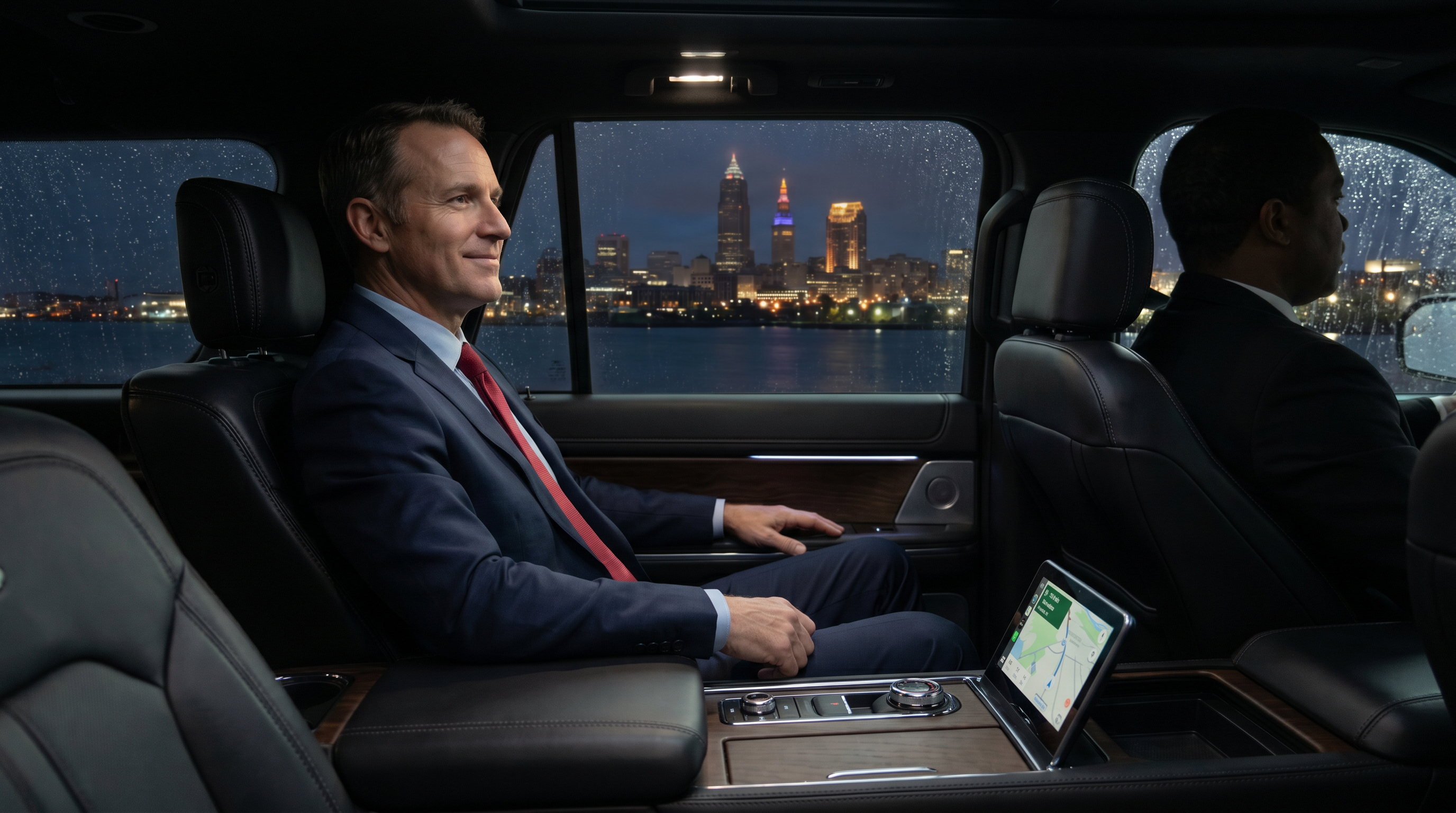 Corporate transportation executive in luxury black SUV Cleveland Ohio